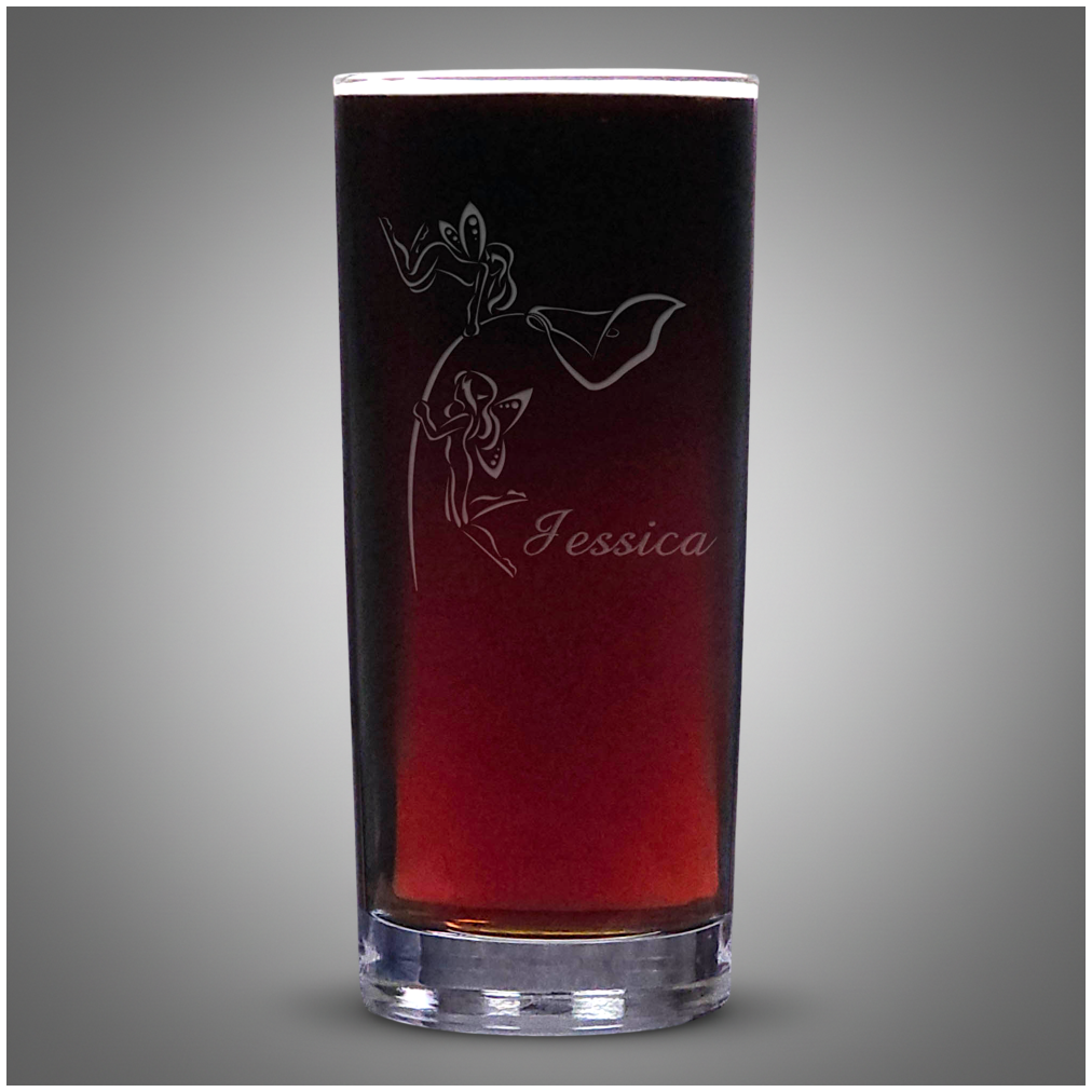 Engraved Fairies and Lily Glass – Fantasy Drink Tumbler - Magical Fairy Tale Cooler Glass - Unique Gift for Fantasy Lovers