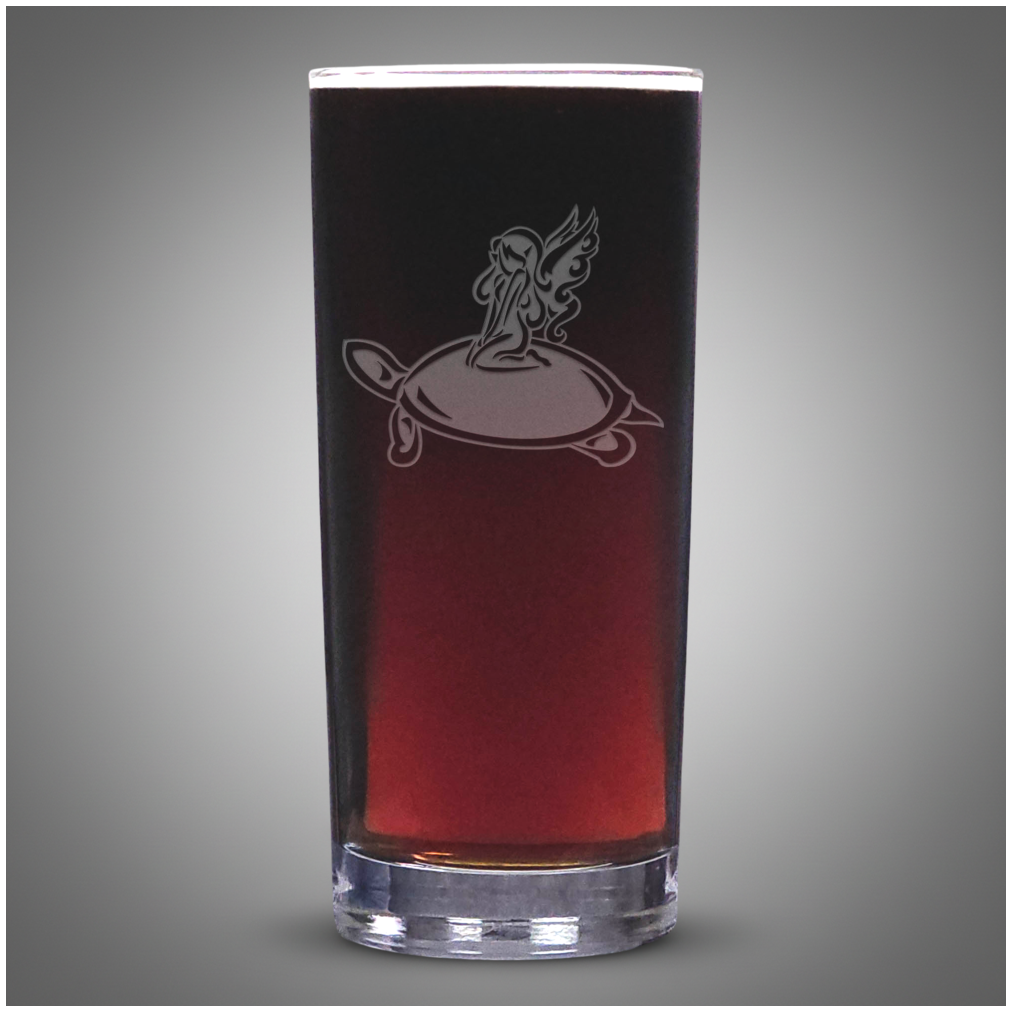 Fairy and Turtle Cooler Glass - Fantasy Cocktail Tumbler - Engraved Drinking Glass - Magical Fairy Barware – Whimsical Nature Gift