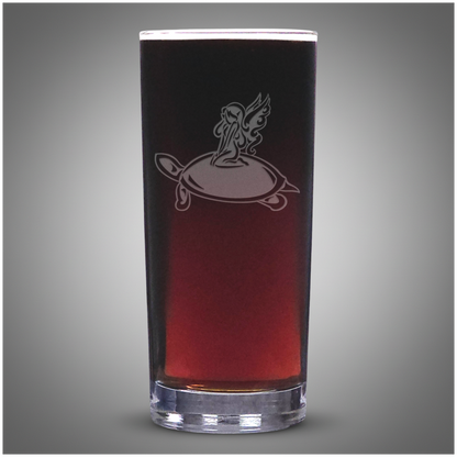 Fairy and Turtle Cooler Glass - Fantasy Cocktail Tumbler - Engraved Drinking Glass - Magical Fairy Barware – Whimsical Nature Gift