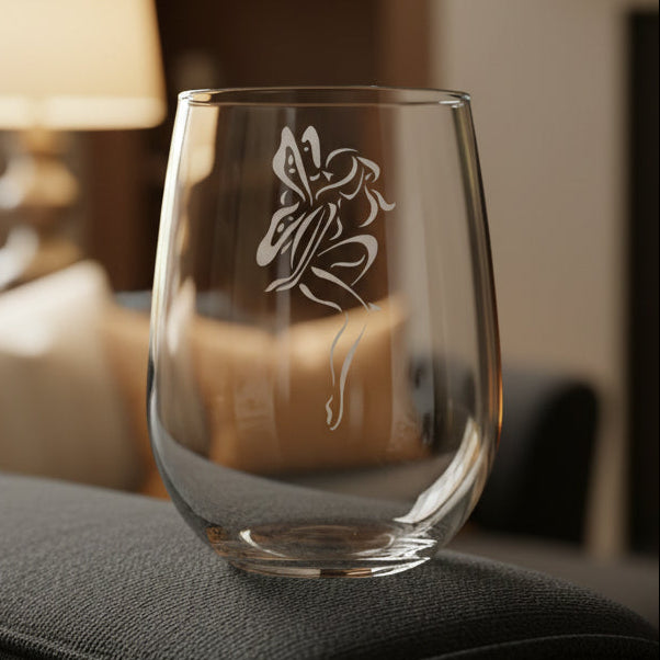Fairy Garden 17oz Stemless Wine Glass – Personalized Etched Gift