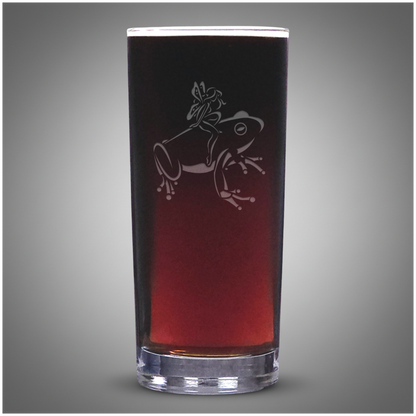 Fairy and Frog Cooler Glass – Fantasy Cocktail Tumbler – Engraved Fairy Tale Drink Glass – Whimsical Barware Gift