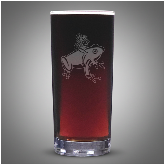 Engraved Fairy and Frog Glass – Fantasy Drink Tumbler – Magical Fairy Tale Cooler Glass – Unique Gift for Fantasy Lovers