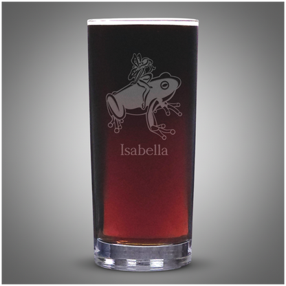Engraved Fairy and Frog Glass – Fantasy Drink Tumbler – Magical Fairy Tale Cooler Glass – Unique Gift for Fantasy Lovers