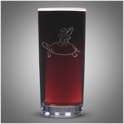 Fairy and Turtle Cooler Glass - Engraved Fantasy Drinking Glass - Nature Tumbler