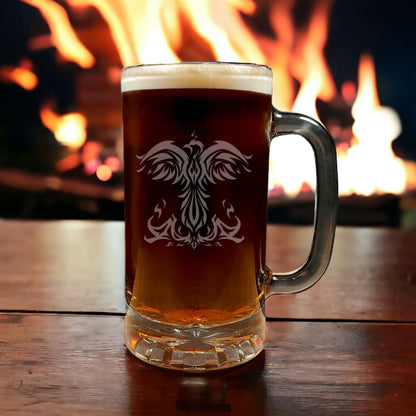 Phoenix Beer Mug with Dark Beer - Copyright Hues in Glass