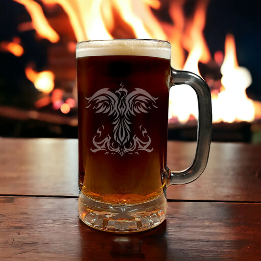 Phoenix Beer Mug with Dark Beer - Copyright Hues in Glass