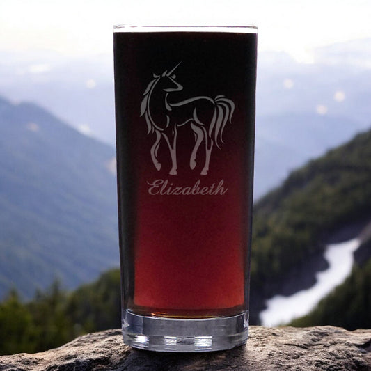 Personalized Unicorn Cooler Glass – Engraved Unicorn Drinking Glass