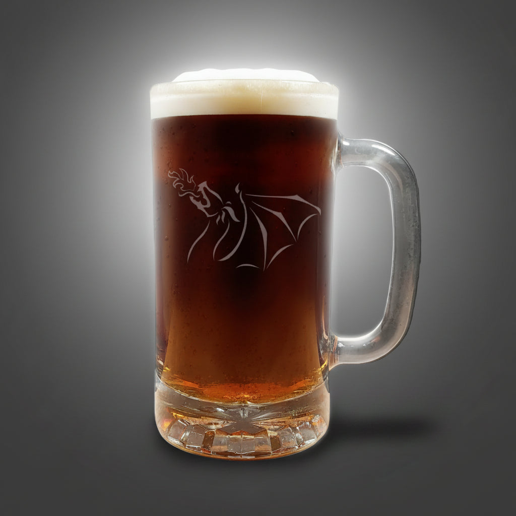 Dragon 5 Etched Glass 16oz Beer Mug