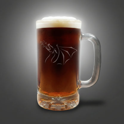 Dragon 5 Etched Glass 16oz Beer Mug