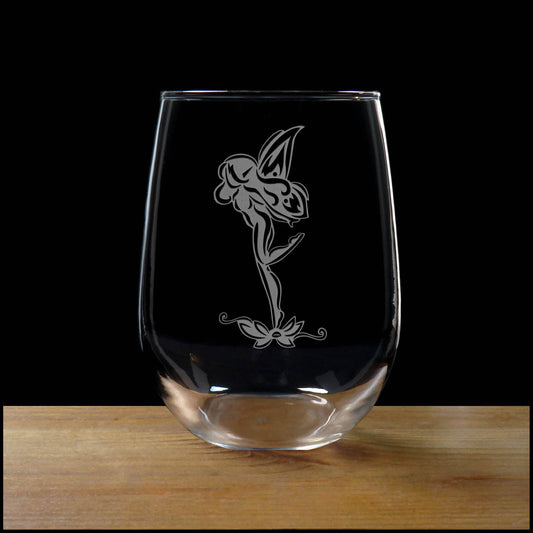 Custom Fairy 17oz Stemless Wine Glass – Deeply Etched Personalized Keepsake