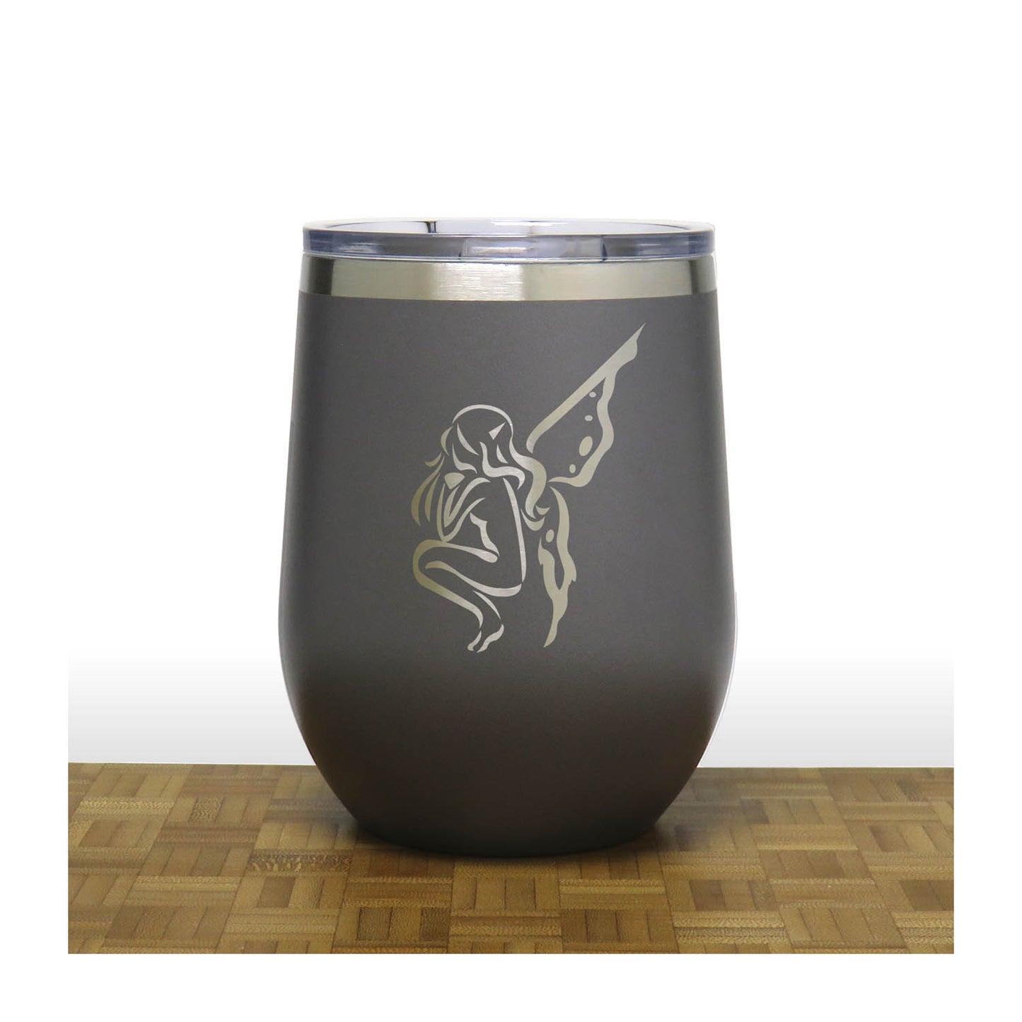 Fairy 12oz Insulated Stemless Wine Tumbler – Engraved Stainless Steel Wine Glass - Double Wall Vacuum Travel Cup for Wine, Coffee & Cocktails