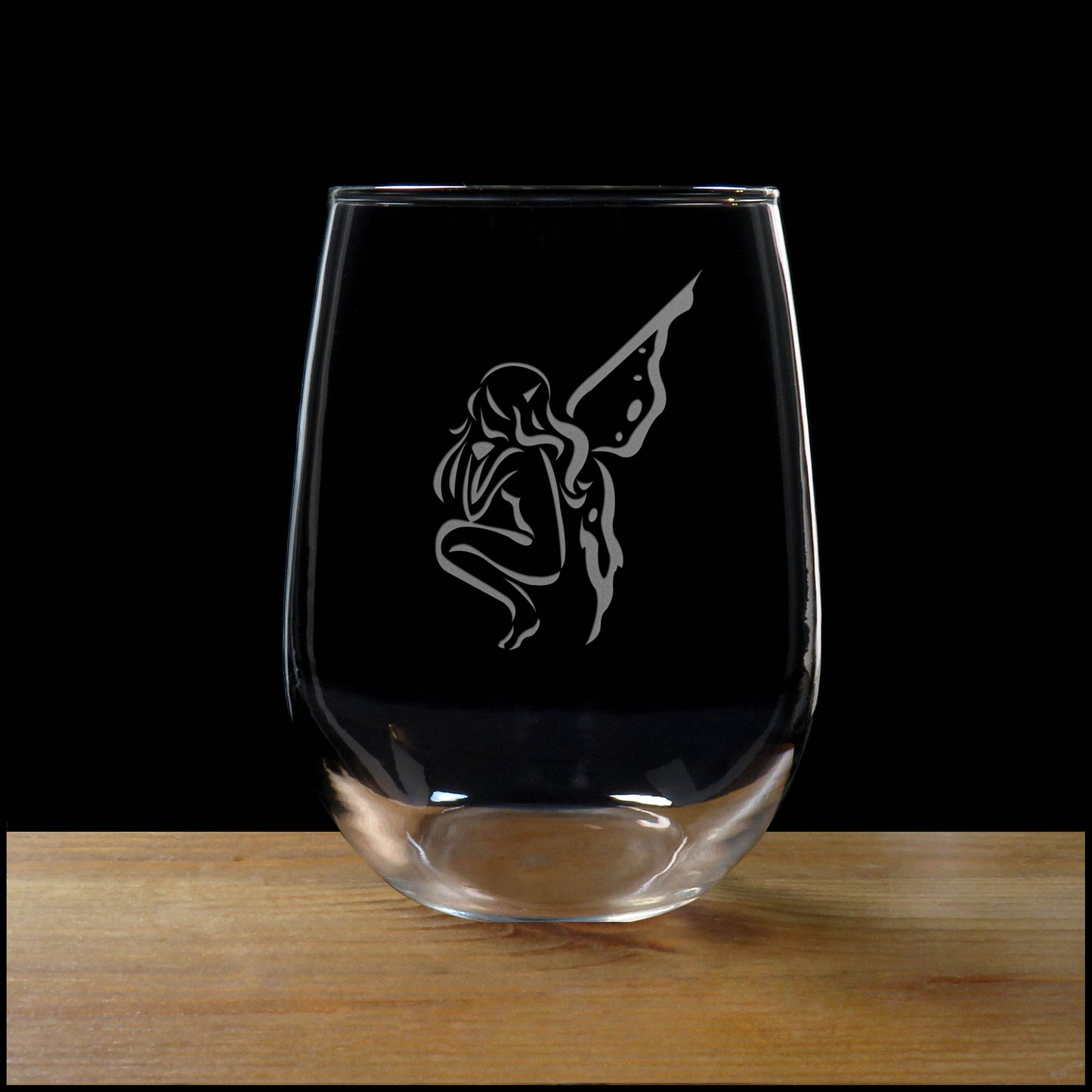Magical Fairy 17oz Stemless Wine Glass – Personalized Deep Engraving