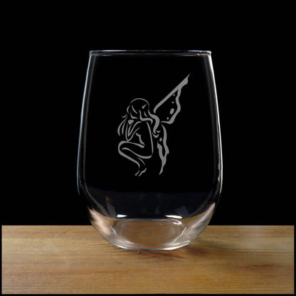Magical Fairy 17oz Stemless Wine Glass – Personalized Deep Engraving