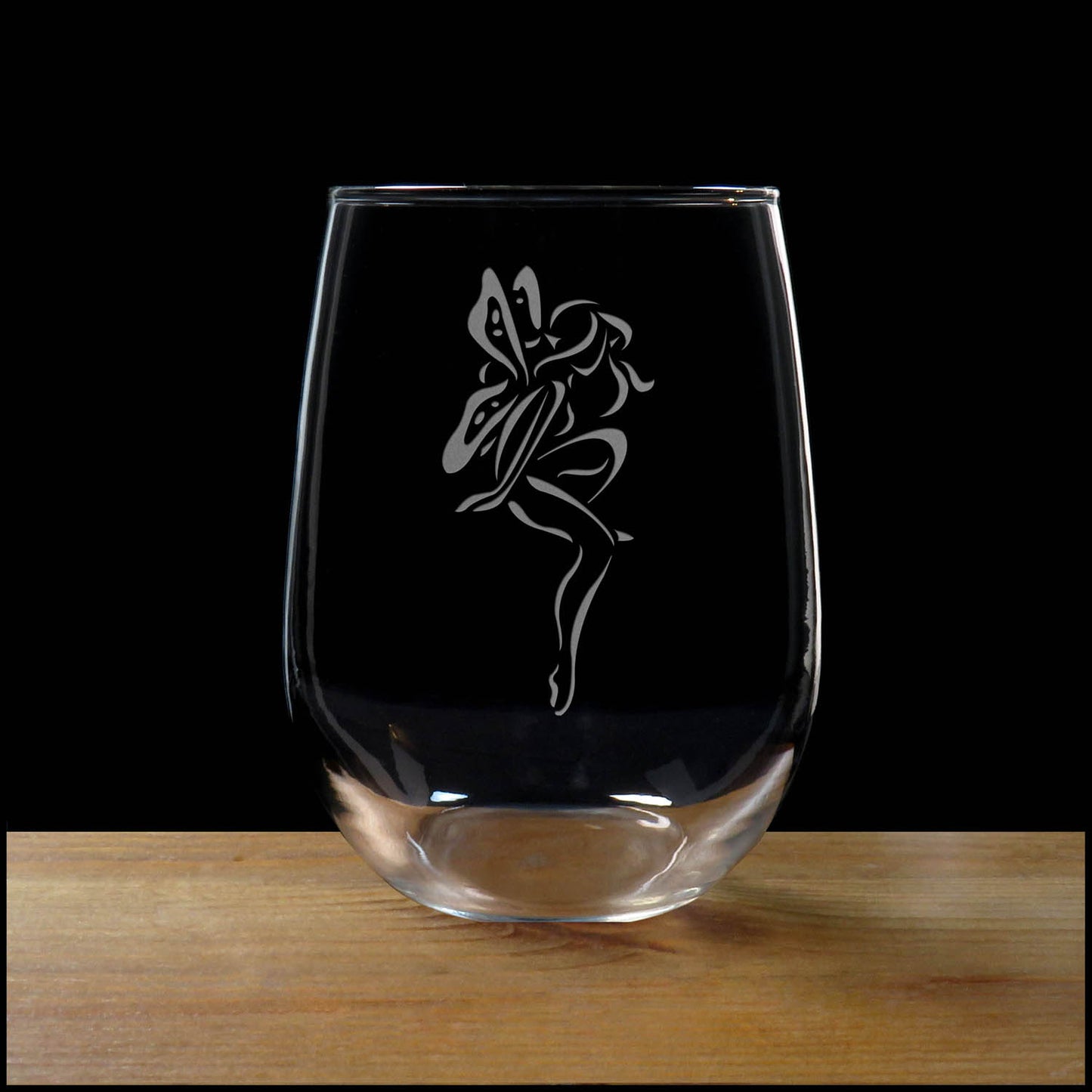 Fairy Garden 17oz Stemless Wine Glass – Personalized Etched Gift