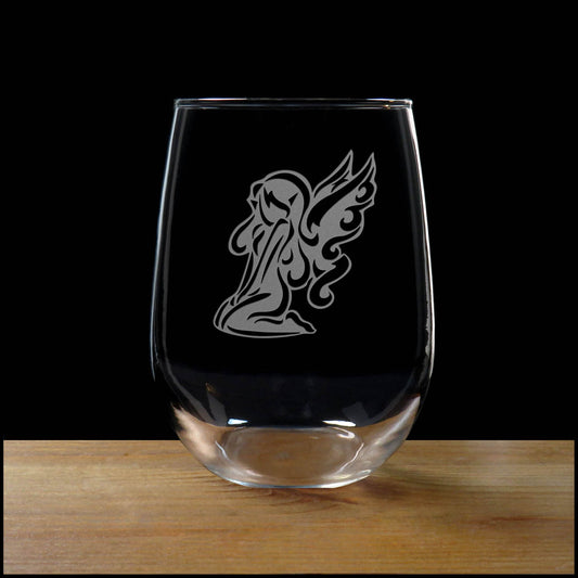 Whimsical Fairy 17oz Stemless Wine Glass – Personalized Deep Etching