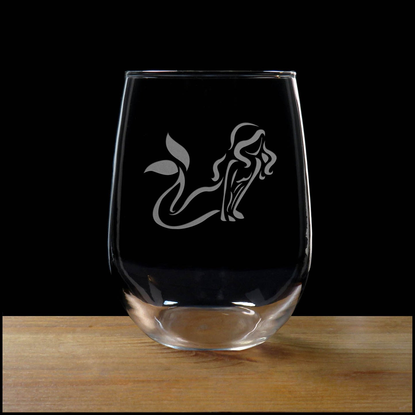 Mermaid  17oz Stemless Wine Glass – Personalized Engraved Glass