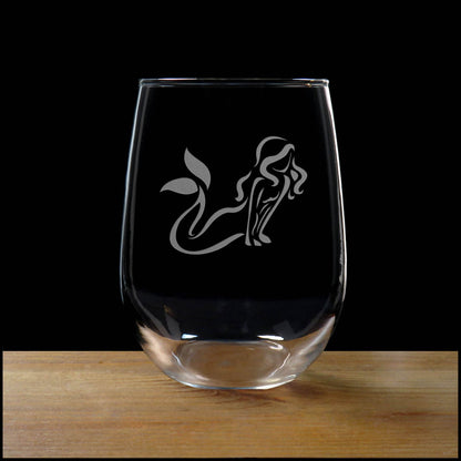 Mermaid  17oz Stemless Wine Glass – Personalized Engraved Glass