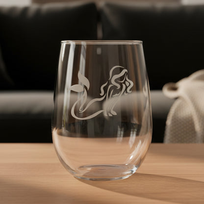 Mermaid  17oz Stemless Wine Glass – Personalized Engraved Glass