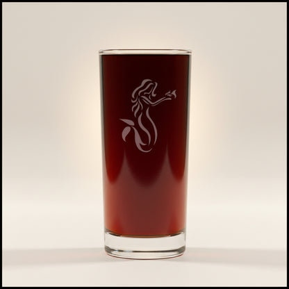 Engraved Mermaid Cooler Glass – 15oz Fantasy Sea Tumbler – Coastal Drinkware Gift for Ocean Lovers