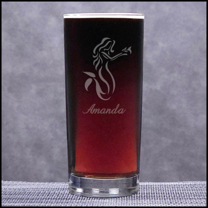 Engraved Mermaid Cooler Glass – 15oz Fantasy Sea Tumbler – Coastal Drinkware Gift for Ocean Lovers