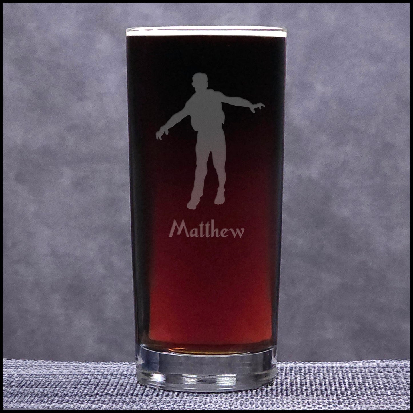 Zombie Sand Etched Cooler Glass – Halloween Cocktail Glass for Horror Fans & Unique Barware Collections