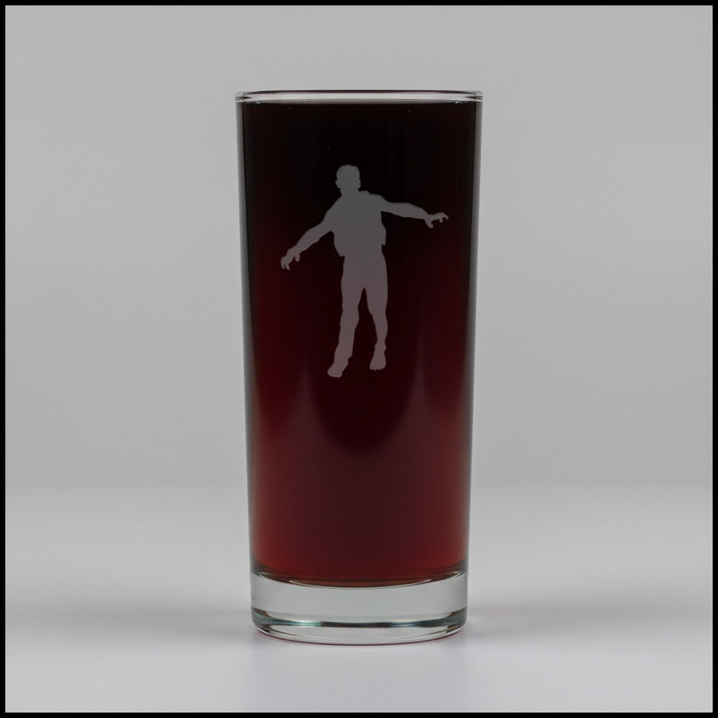 Zombie Sand Etched Cooler Glass – Halloween Cocktail Glass for Horror Fans & Unique Barware Collections