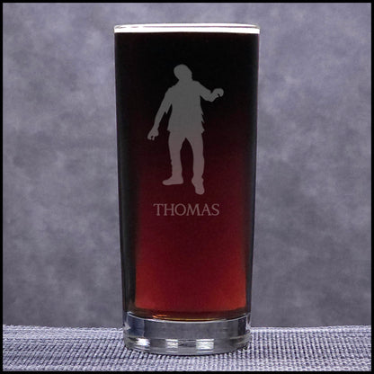 Zombie Cooler Glass – Sand Etched Cocktail Glass for Horror-Themed Barware