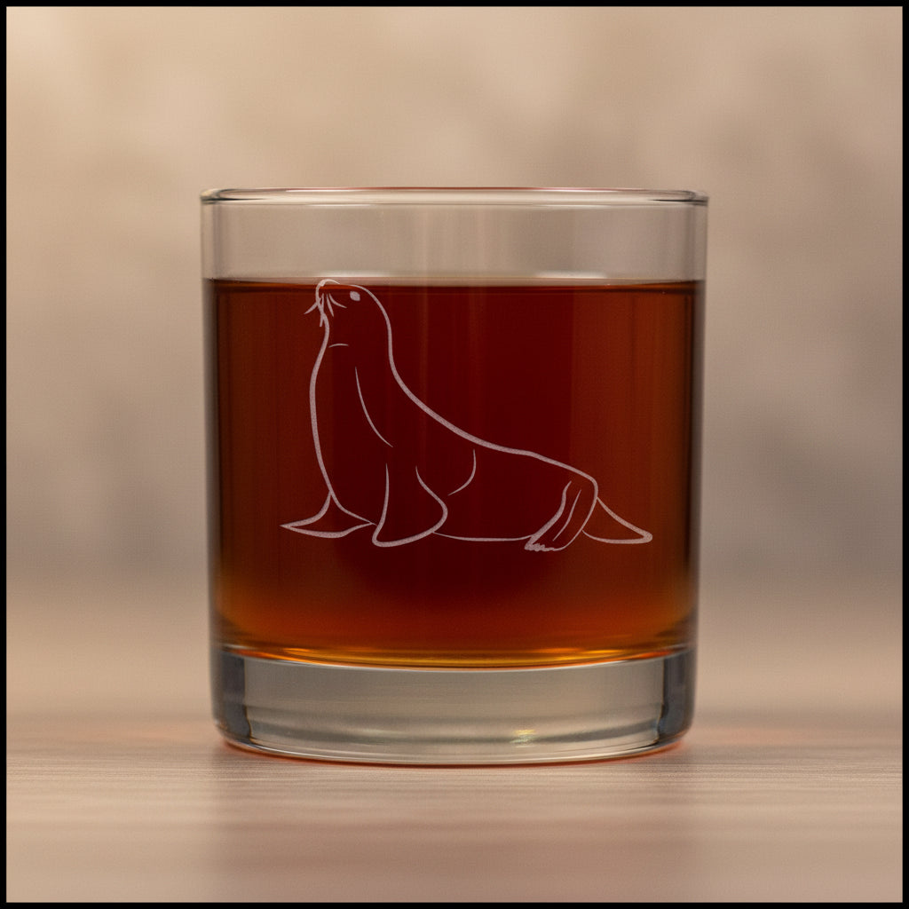 Seal Engraved 11oz Whiskey Glass - Free Personalization