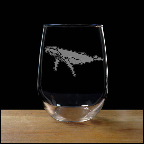 Humpback Whale Stemless Wine Glass - Copyright Hues in Glass