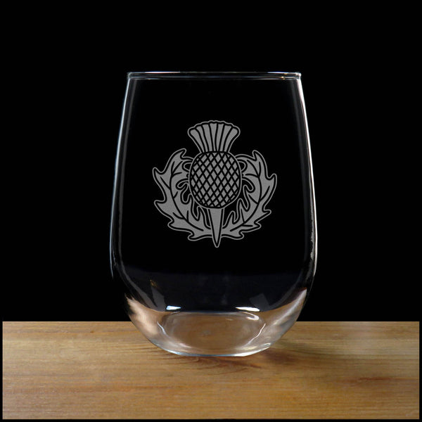 Thistle Stemless Wine Glass - Copyright Hues in Glass
