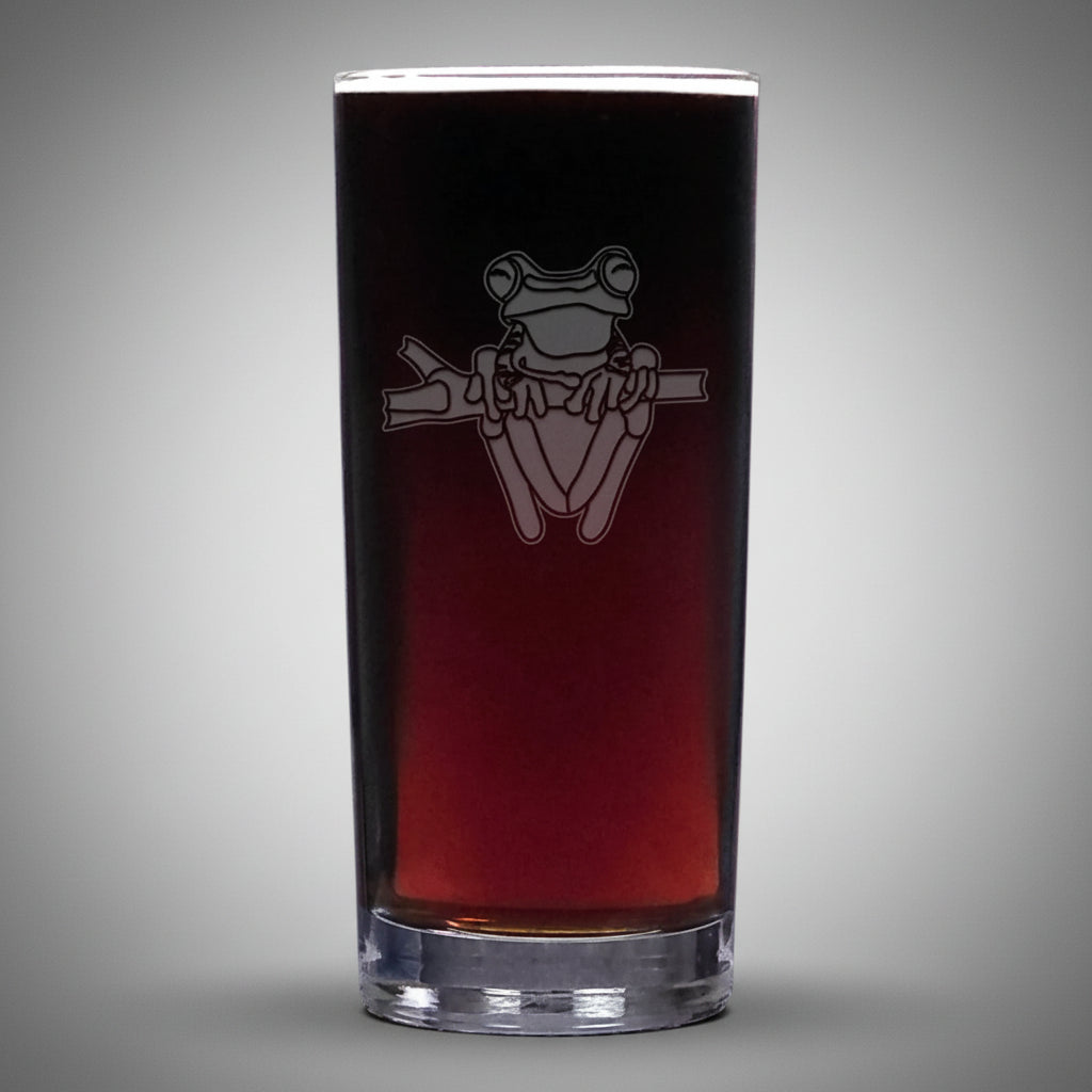 15oz Cooler  Glass with an etched image of a buffalo with a grey background 