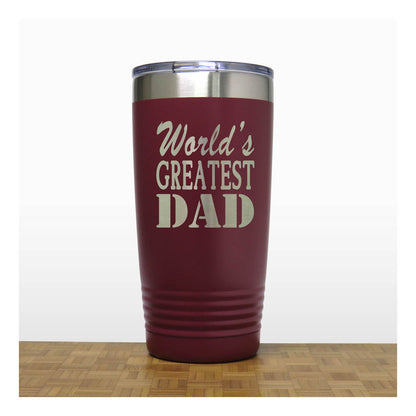 World’s Greatest Dad 20oz Insulated Tumbler – Engraved Stainless Steel Father’s Day Gift for Dad – Travel Coffee Mug