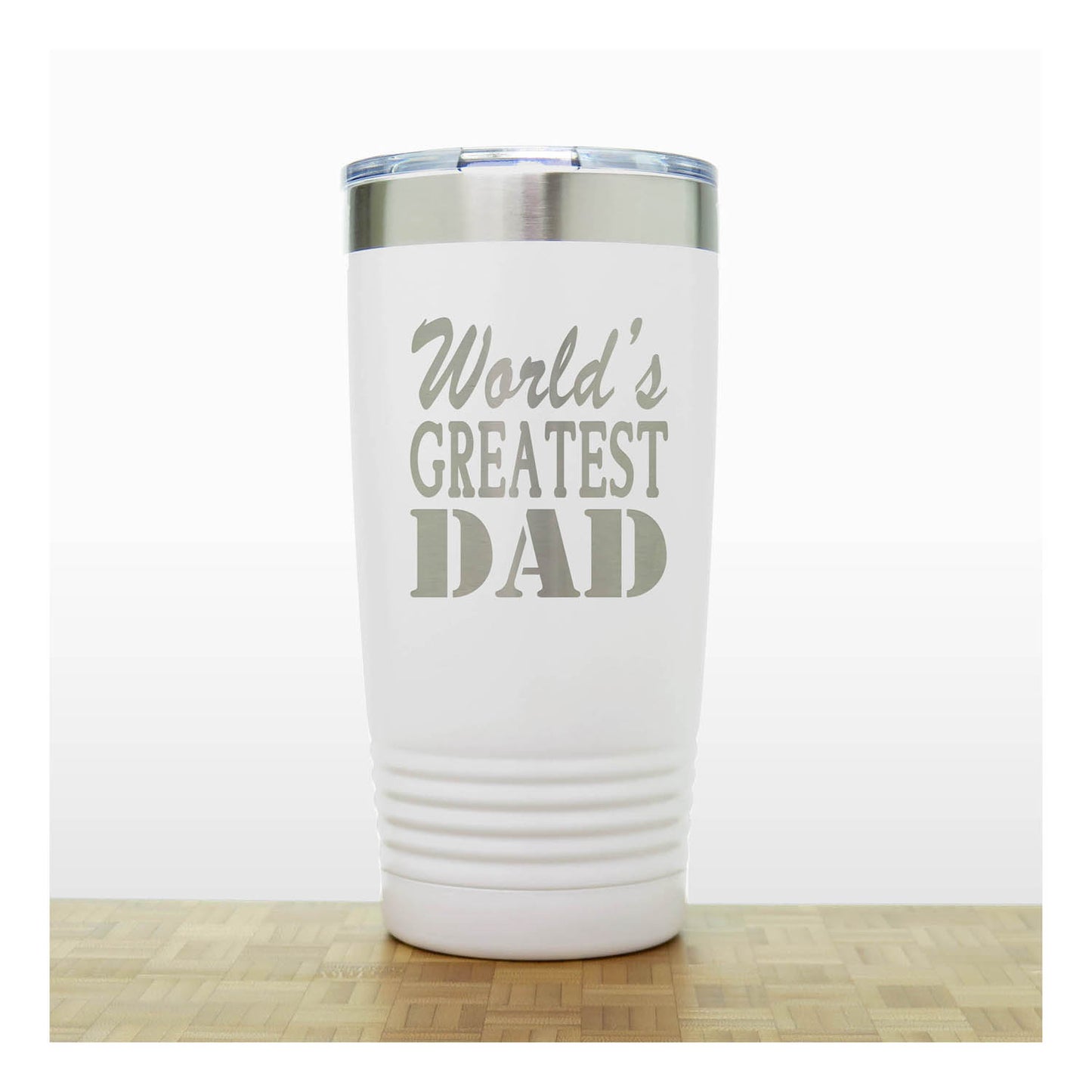 World’s Greatest Dad 20oz Insulated Tumbler – Engraved Stainless Steel Father’s Day Gift for Dad – Travel Coffee Mug