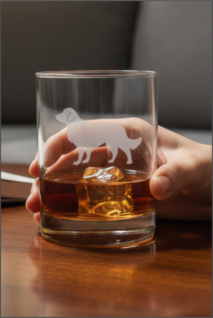 13oz Etched Whiskey Glass with Labrador Retriever - Dog Lover Bourbon & Scotch Glass Gift