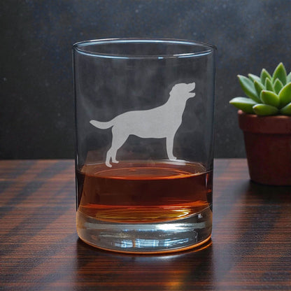 13oz Etched Whiskey Glass with Labrador Retriever - Dog Lover Bourbon & Scotch Glass Gift
