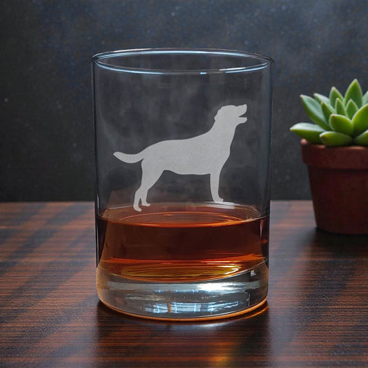 13oz Etched Whiskey Glass with Labrador Retriever - Dog Lover Bourbon & Scotch Glass Gift