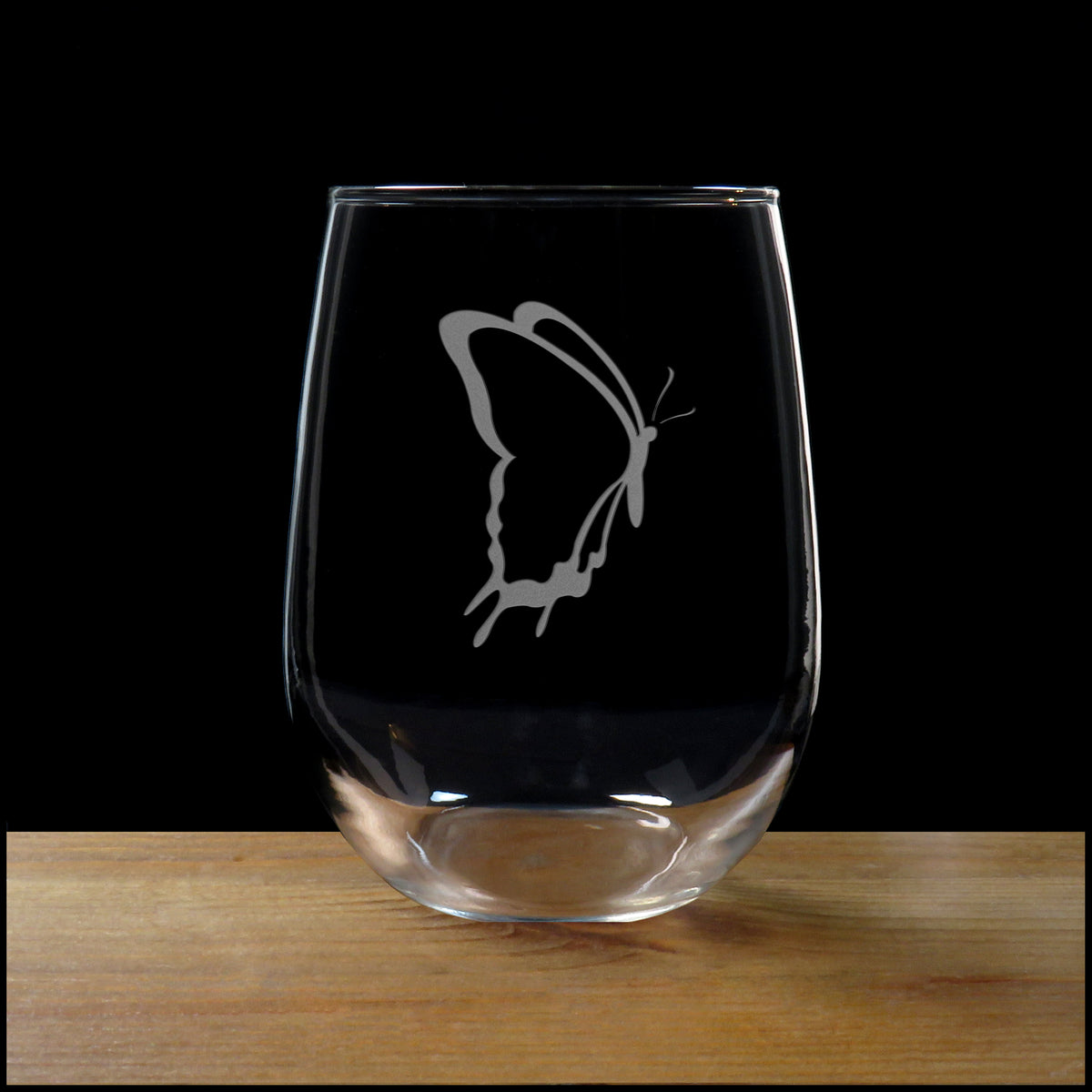 Butterfly 17oz Stemless Wine Glass - copywrite Hues in Glass