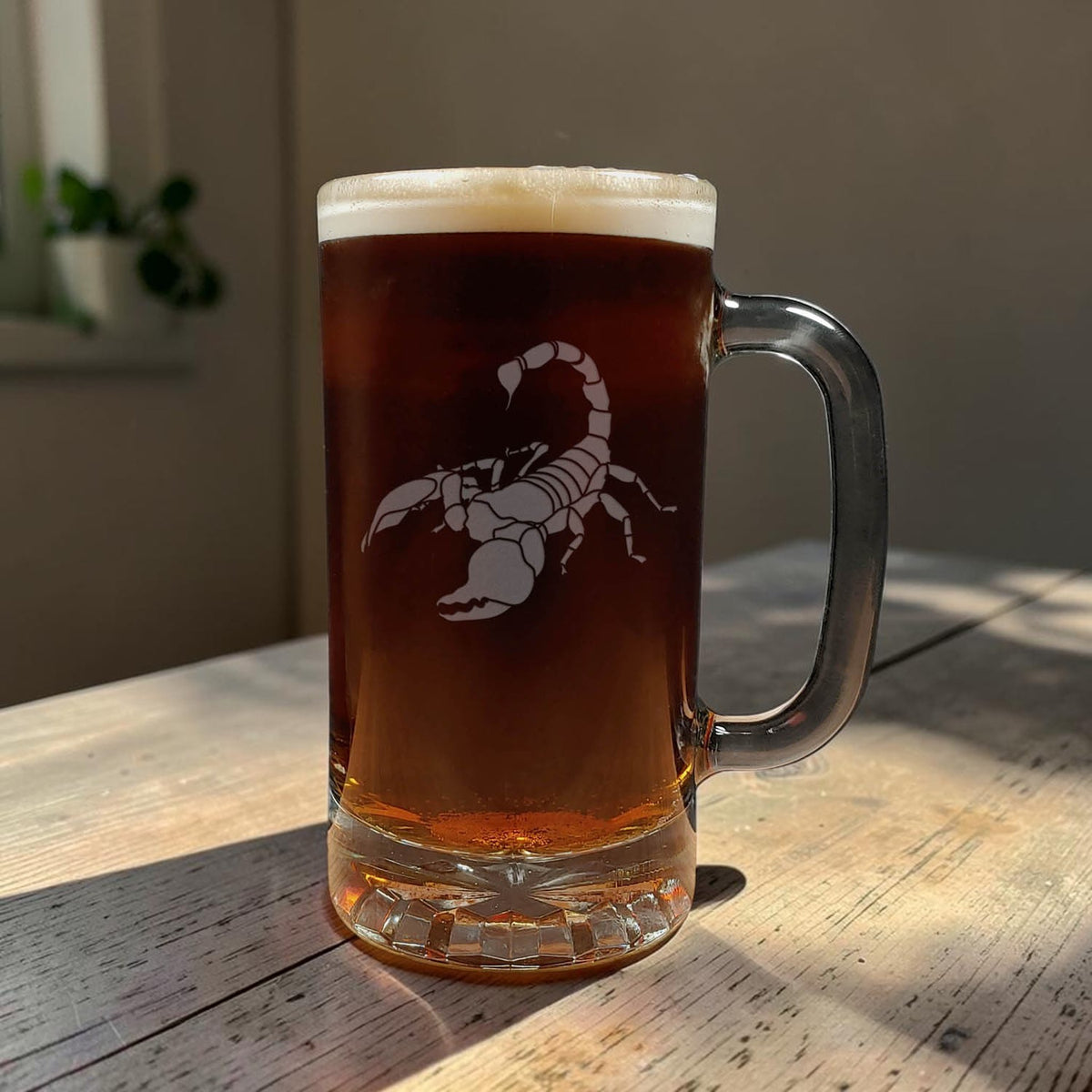 Scorpion 16oz Engraved Beer Mug - Etched Insect Personalized Gift  - Scorpion Beer Glass