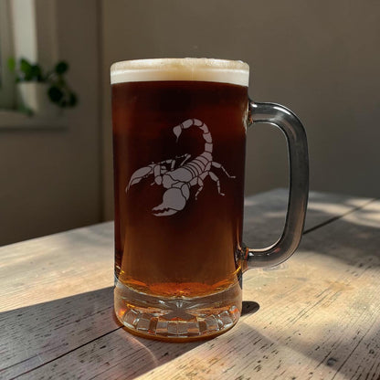 Scorpion 16oz Engraved Beer Mug - Etched Insect Personalized Gift  - Scorpion Beer Glass