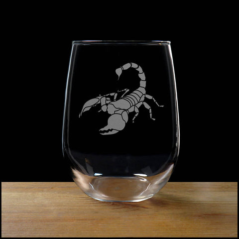 Scorpion Stemless Wine Glass - Copyright Hues in Glass