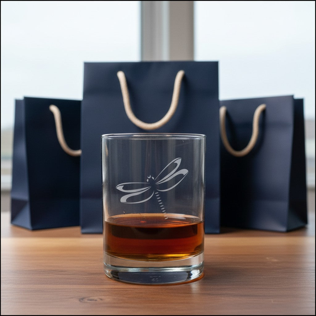 Dragonfly 13oz Rocks Glass - Hand Sand Etched Mothers Day Gift