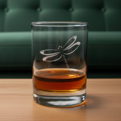 Dragonfly 13oz Rocks Glass - Hand Sand Etched Mothers Day Gift