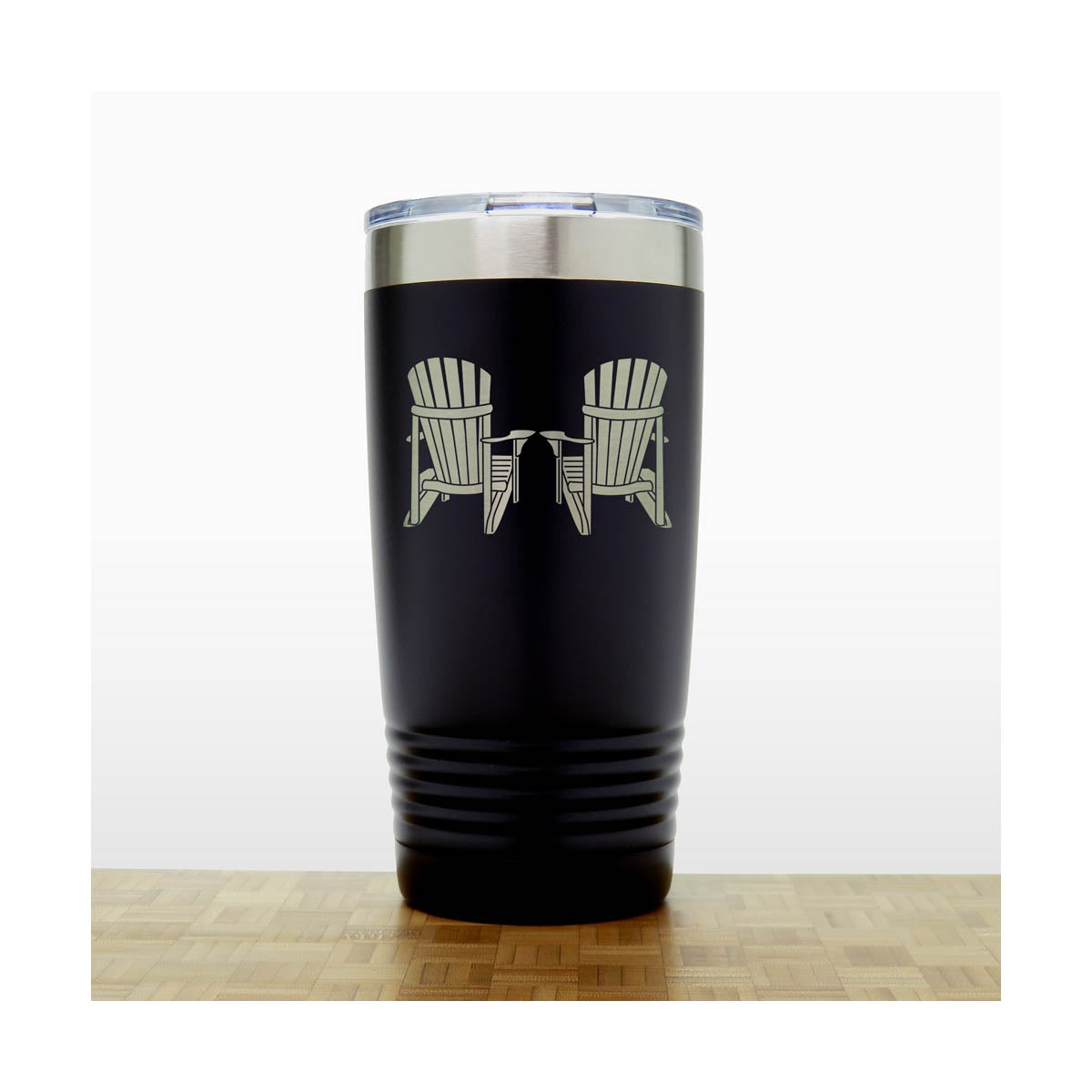Adirondack Chairs Stainless Steel Tumbler 20oz – Engraved Insulated Travel Mug – Cottage Coffee Mug with Lid