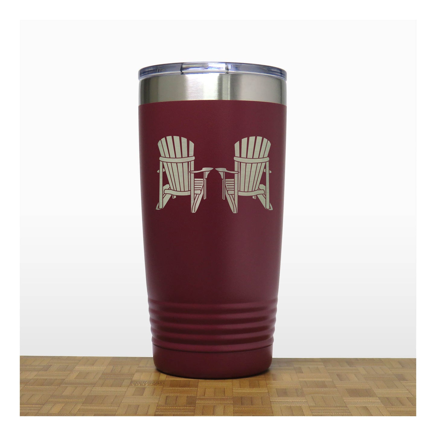 Adirondack Chairs Stainless Steel Tumbler 20oz – Engraved Insulated Travel Mug – Cottage Coffee Mug with Lid