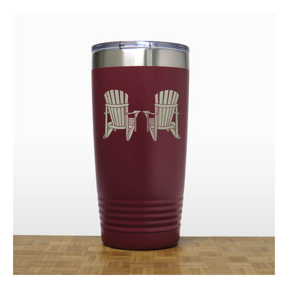 Adirondack Chairs Stainless Steel Tumbler 20oz – Engraved Insulated Travel Mug – Cottage Coffee Mug with Lid