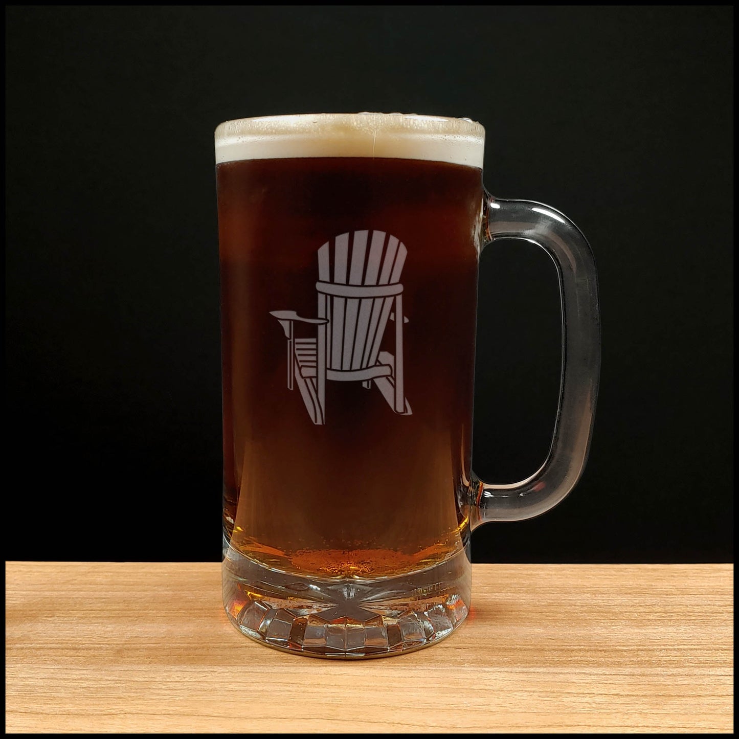 Adirondack Chair 16oz Beer Glass with Handle - Deeply Etched Beer Mug