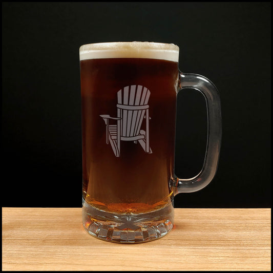 Adirondack Chair 16oz Beer Glass with Handle - Deeply Etched Beer Mug
