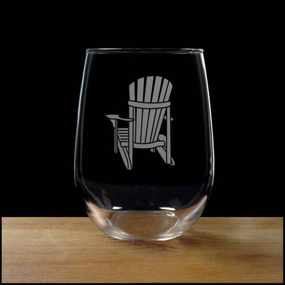 Adirondack Chair 17oz Stemless Wine Glass - Cottage or Lake Gift