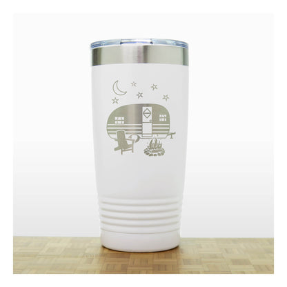 White - Camper 20 oz Insulated Tumbler - Copyright Hues in Glass