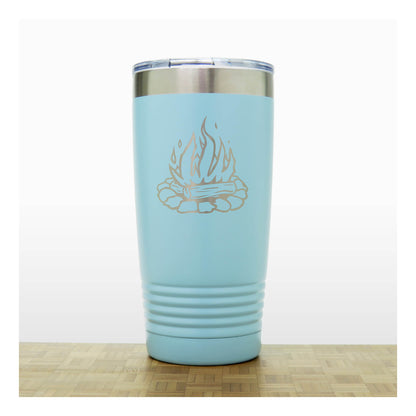 Camp Fire Stainless Steel Tumbler 20oz Engraved Travel Mug - Insulated Cottage Coffee Cup with Lid